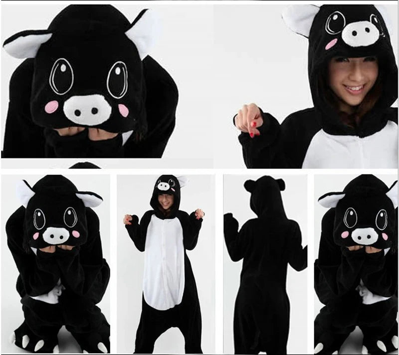 Unisex Adult Onesie Pajamas Bear Cat Animal One Piece Costume Halloween Christmas Cosplay Sleepwear Cartoon Frog Panda Jumpsuits