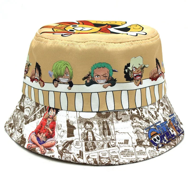 ONE PIECE Bucket Hat Anime Luffy Unisex Fisherman Hat Outdoor Sunscreen Men Women Caps Casual Street Panama Hat Bob Hiphop Hats