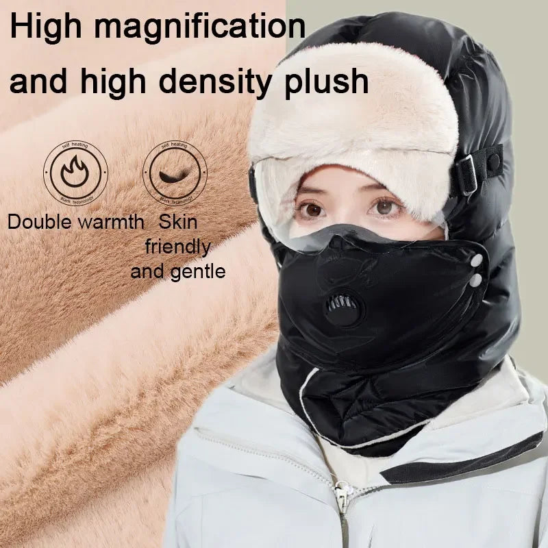 Hat winter wind and cold protection device cotton hat outdoor riding electric bike warm ear protection sleeve