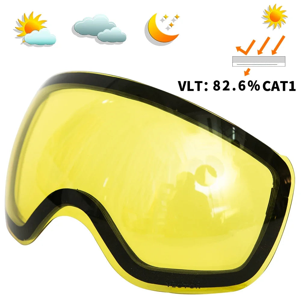 VECTOR OTG Ski Snowboard Goggles Women Men Skiing Eyewear UV 400 Snow Protection Glasses Adult Double Spherical Mirror Magnetic