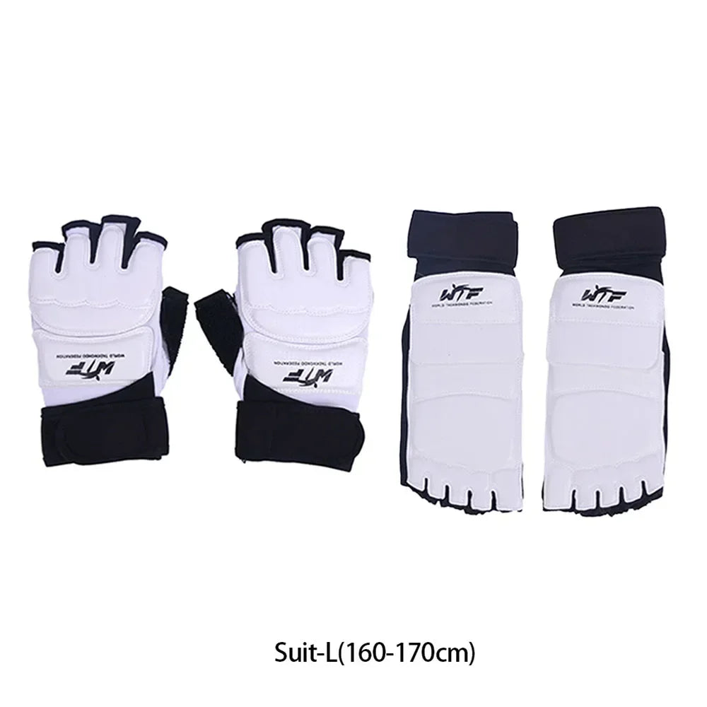 1 Pair Taekwondo Legguard Handguard Gloves Half Finger Sponge Protector Karate Boxing Competition Training Protective Gloves