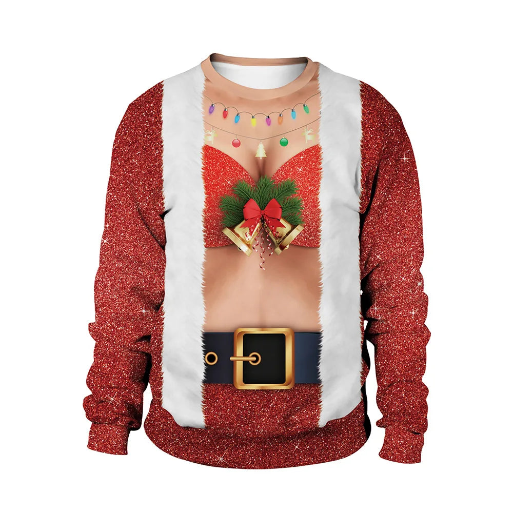 Unisex Ugly Christmas Print Pullover Sweater Shape For Men Women 3D Funny Hoodies Autumn Winter Sweaters Jumpers Tops