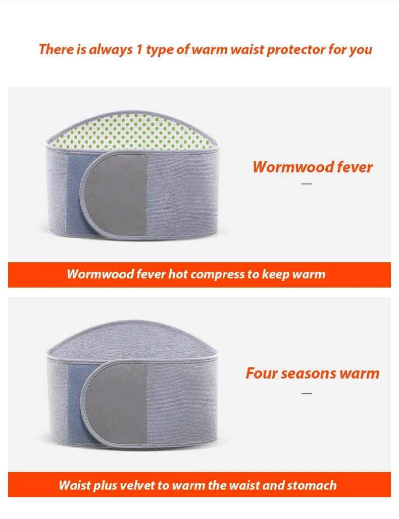 Wormwood FeverTherapy Waist Support Belt Self-Heating Lumbar Support Wrap Lower Back Brace Thin Soft Winter Binder Waistband