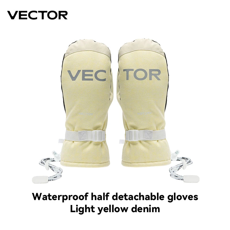 Vector Women's Men's Outdoor Double Board Snowboarding Waterproof Wear-resistant Semi Detachable Gloves 3M Cotton