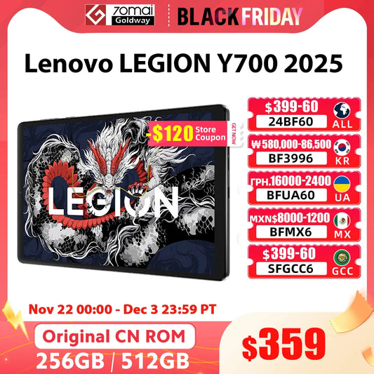 Lenovo Legion Y700 2025 Tab Gen3 Gaming Tablet 256GB 512GB Snapdragon 8 Gen 3 8.8" 165Hz Display 6550mAh 68W Charging Android 14