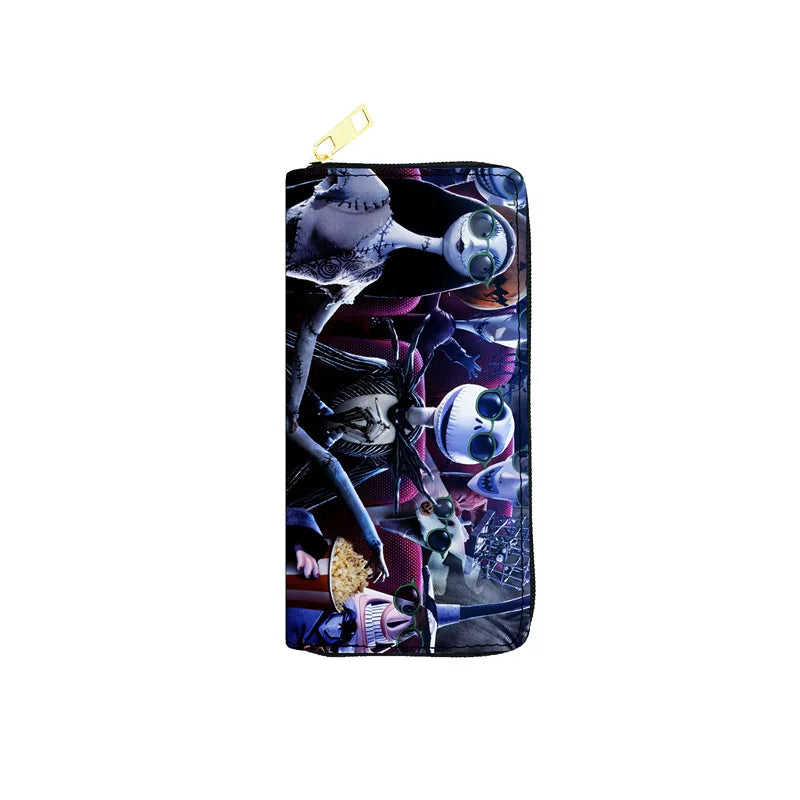 Disney Nightmare Before Christmas Zipper PU Wallet Jack Skellington Movie Figures MultiFunction Long Style Money Bag Women Gifts