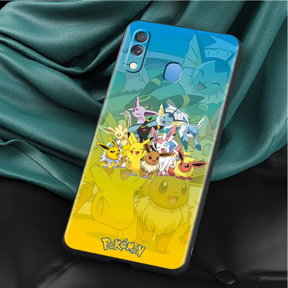 Case For Samsung Galaxy A50 A70 A30 A20s A20e A10 A40 A10s A10e M52 M51 M30s M13 5G Black Phone Cover Pokemon Pikachu