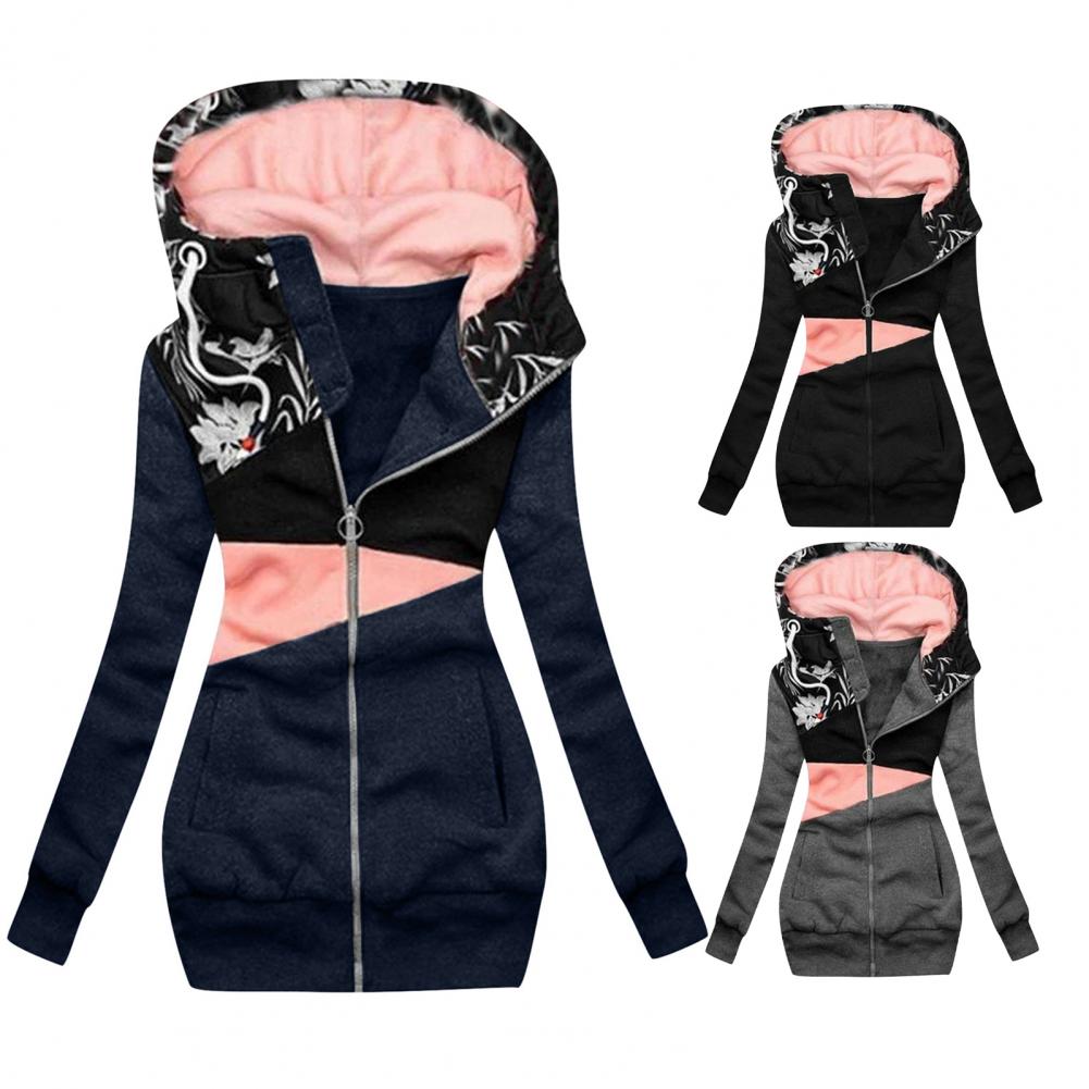 Stylish Hoodie Coat Zipper All Match Outwear Warm Pockets Sweatshirt