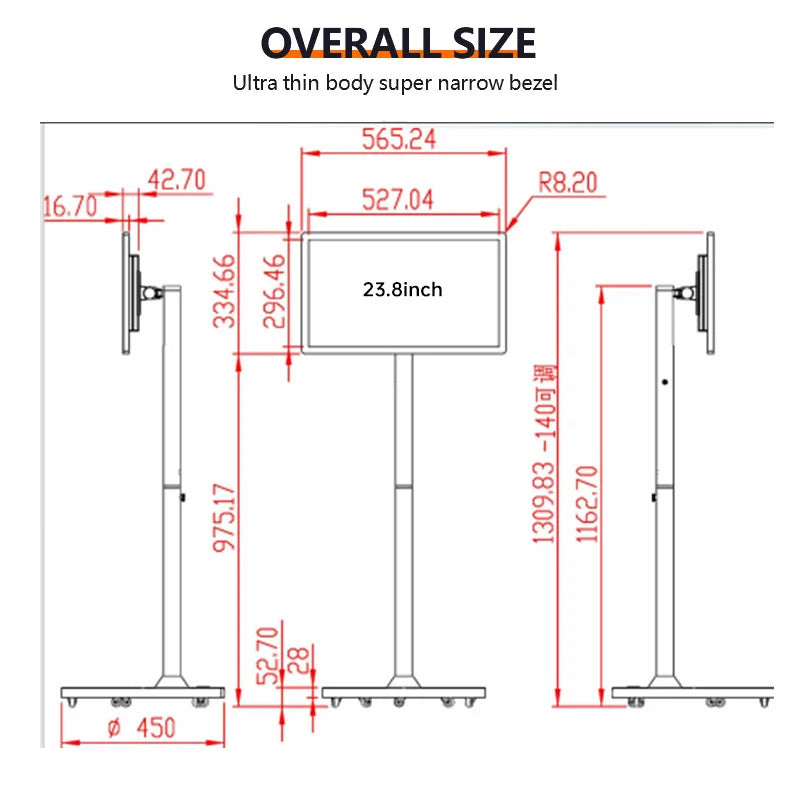 Standby me 22 24 27 32 inch Moving Smart portable Television Monitor Touch Screen Rolling Rechargeable Tv Stand On Wheels