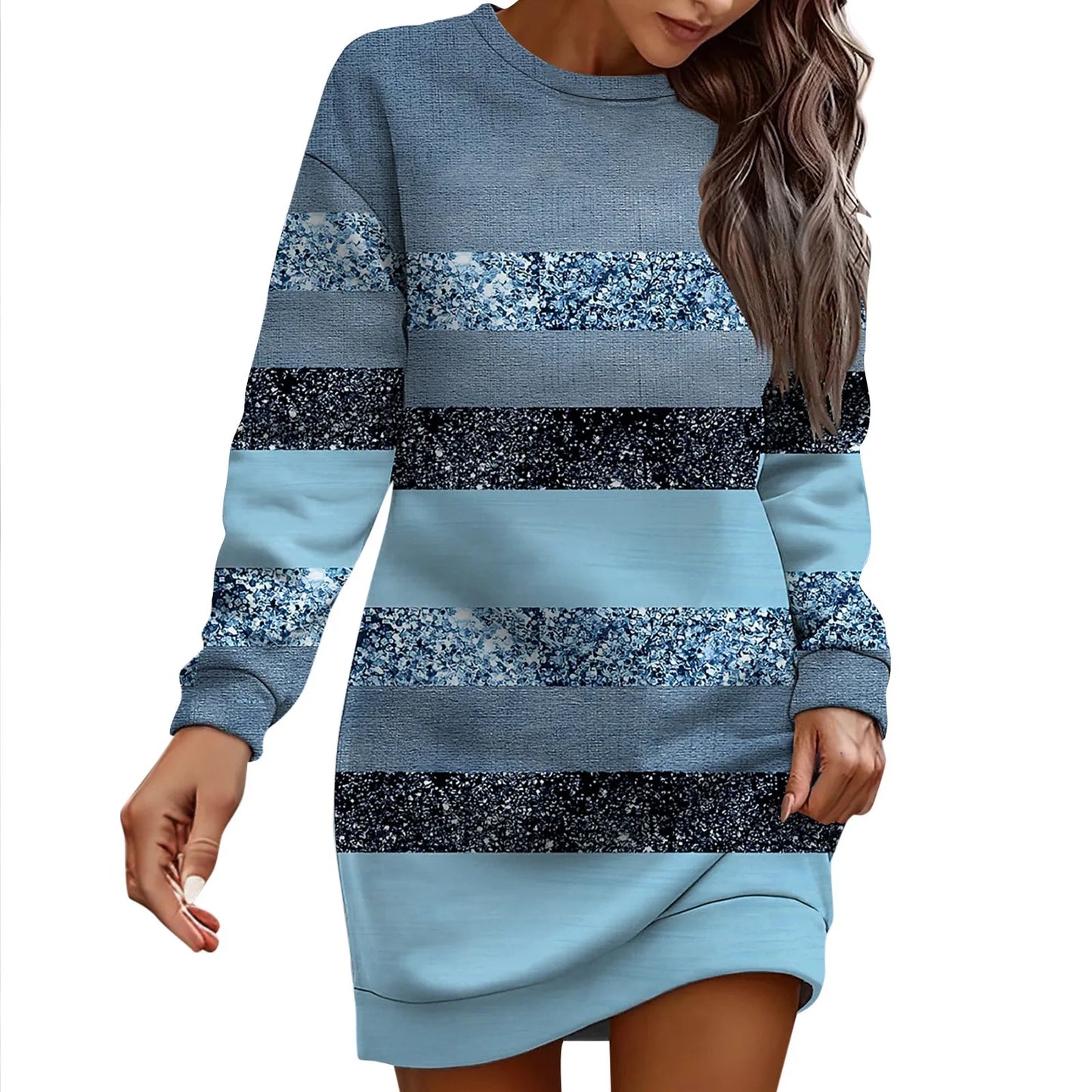 Women Christmas Sweatshirts Dress Long Sleeve Oversized Trendy Graphic Outdoor Cute Xmas Pullover Top T-Shirt Hip Pack Dress