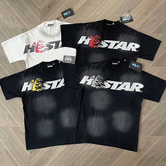 Hellstar Studios Gel Sport Logo Cotton wash short sleeve T-shirt European and American fashion