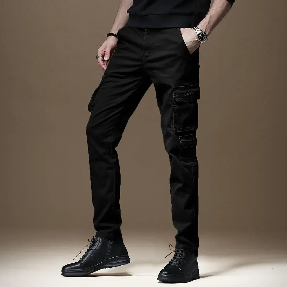 Trousers Man Black Slim Cargo Pants For Men Loose Korean Luxury With High Quality Long New In Oversize Designer Cheapest