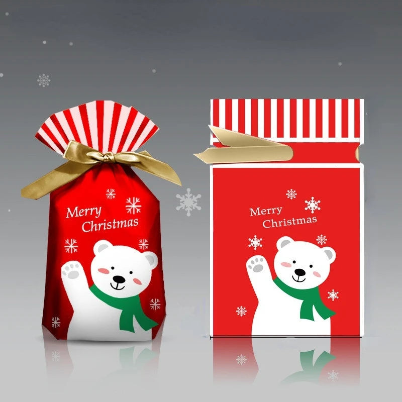 20Pcs New Year Christmas Candy Packaging Santa Gift Bag Xmas Plastic Bag Christmas Decorations for Home