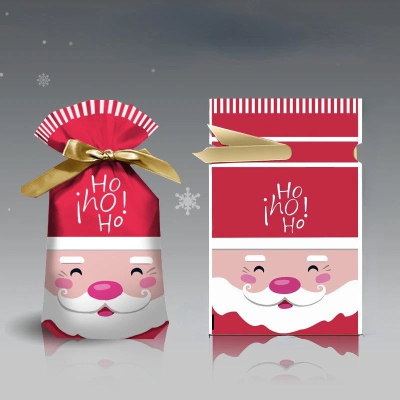 20Pcs New Year Christmas Candy Packaging Santa Gift Bag Xmas Plastic Bag Christmas Decorations for Home