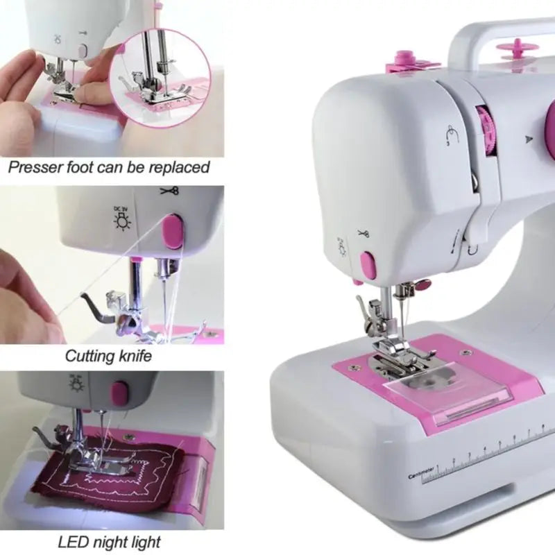 Mini Portable Electric Sewing Machine 12 Built-in Stitches for Home Travel DIY for Household