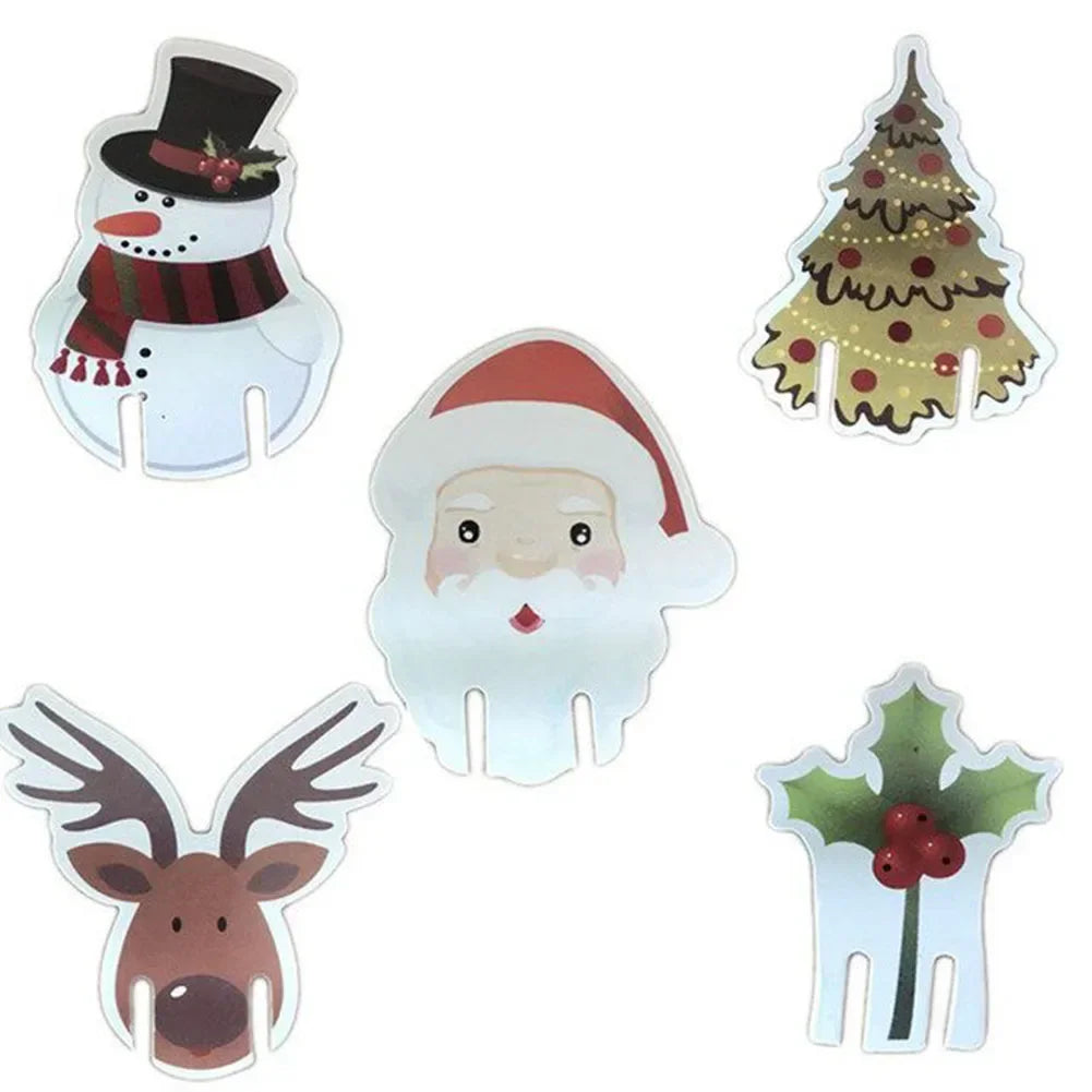 10pcs/set Christmas Glass Cup Card Santa Claus Hat Wine Glass Decor Ornaments Christmas Decorations Navidad Noel New Year 2023