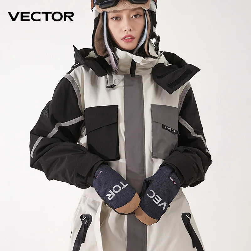 Vector Women's Men's Outdoor Double Board Snowboarding Waterproof Wear-resistant Semi Detachable Gloves 3M Cotton