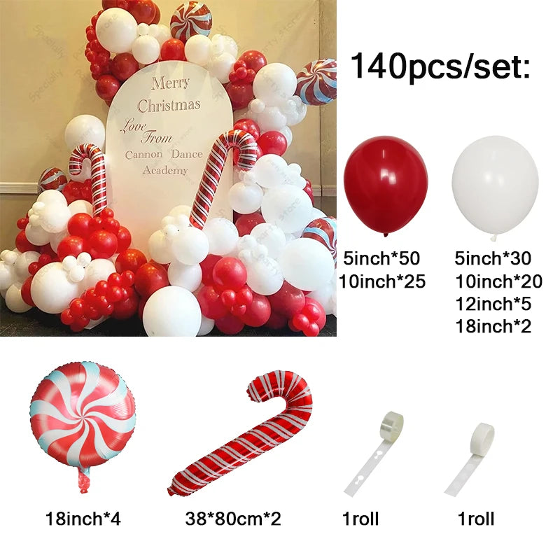 Christmas Balloons Garland Arch Red Green Ballon Crutch Burst Star Santa Gift Box Foil Baloon New Year Decoration Christmas