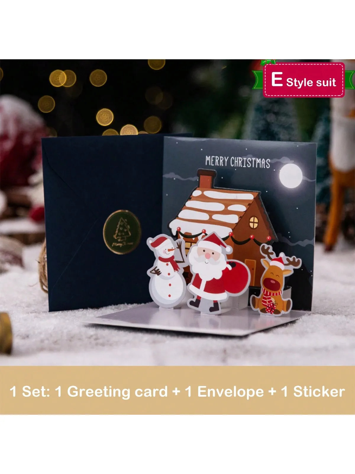 6PCS Christmas Eve 3D three-dimensional greeting card creative gift message card holiday greeting card