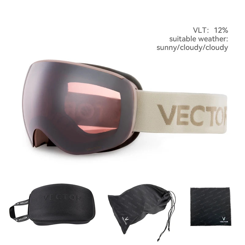 VECTOR OTG Ski Snowboard Goggles Women Men Skiing Eyewear UV 400 Snow Protection Glasses Adult Double Spherical Mirror Magnetic