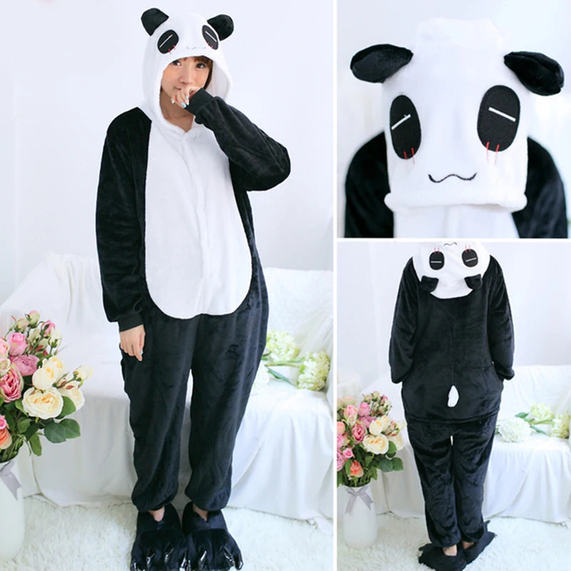 Unisex Adult Onesie Pajamas Bear Cat Animal One Piece Costume Halloween Christmas Cosplay Sleepwear Cartoon Frog Panda Jumpsuits