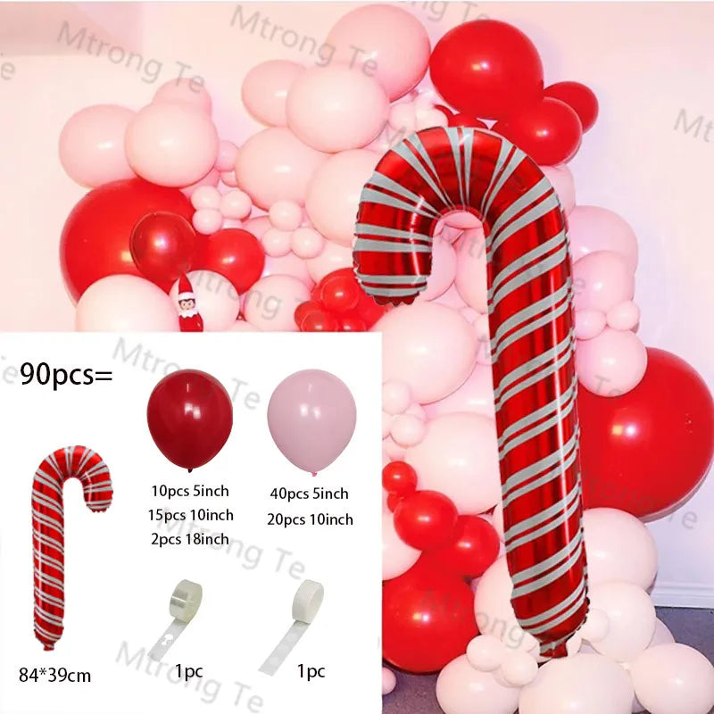 Christmas Balloons Garland Arch Red Green Ballon Crutch Burst Star Santa Gift Box Foil Baloon New Year Decoration Christmas