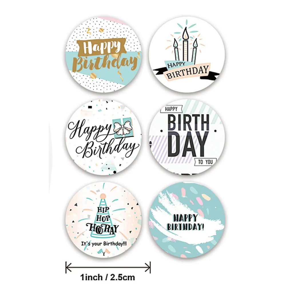 50-500pcs 1inch Happy Birthday Handmad Sticker Sealing Sticker Vintage DIY Gift Stickersdhesive Christmas Sticker Stationery