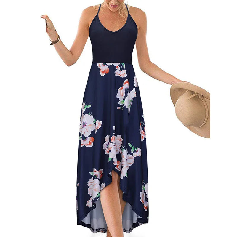 Casual Printed Summer Long Dresses For Women 2023 Elegant Pretty Slim Women's Sexy Backless Dresses Vintage Female Clothing