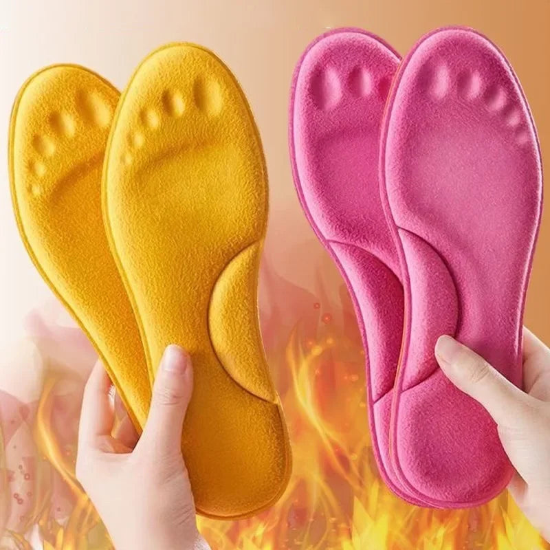 2/6pcsWinter Fur Self Heating Insoles Foot Thermal Thicken Insole Memory Foam Shoe Pads Warm Sports Shoes Inserts for Women Men