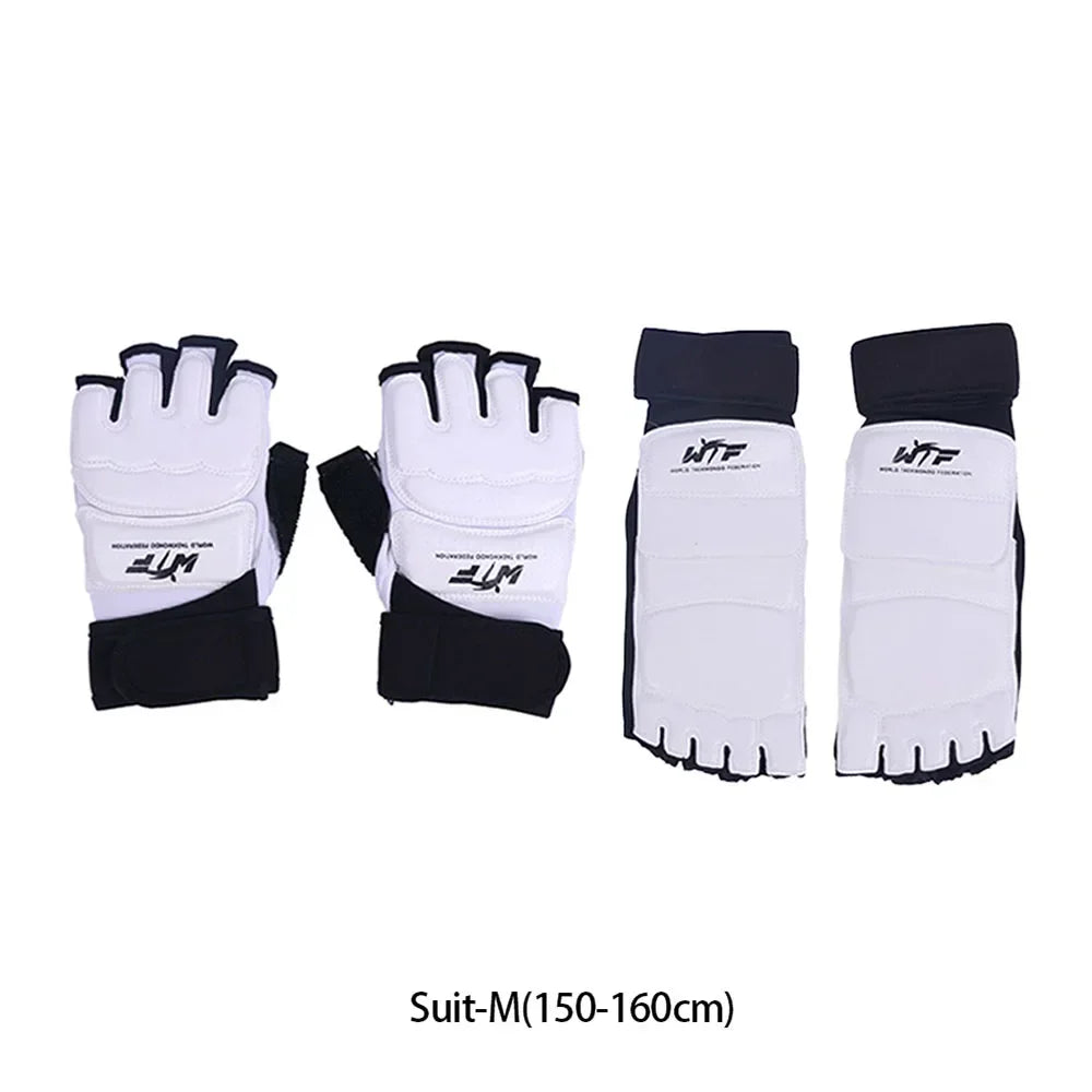 1 Pair Taekwondo Legguard Handguard Gloves Half Finger Sponge Protector Karate Boxing Competition Training Protective Gloves